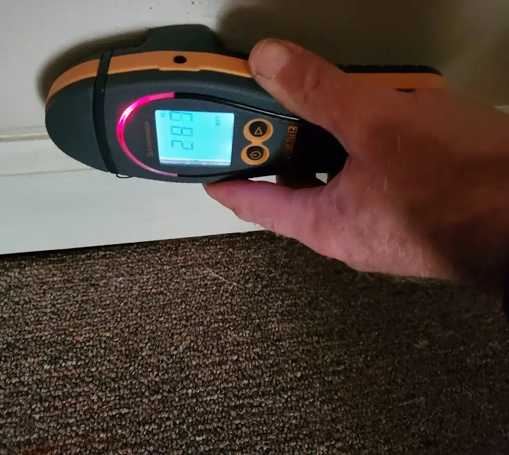 Moisture detection at baseboard during Burst Pipe Cleanup in Upper Uwchlan